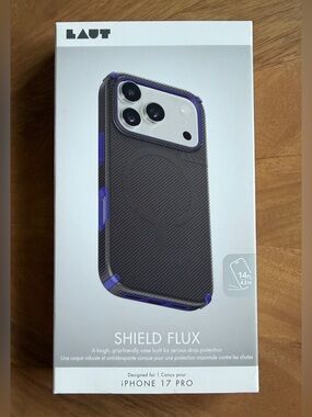 LAUT Shield Flux Protective Case for iPhone 17 Pro — Black with Purple Accents
